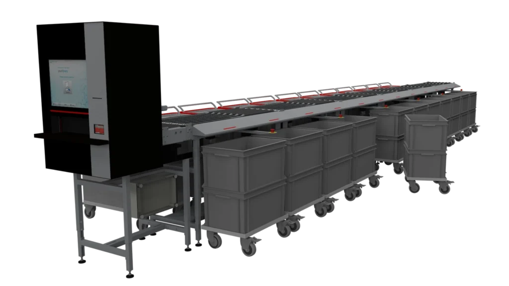 tote management module for large-scale material sorting